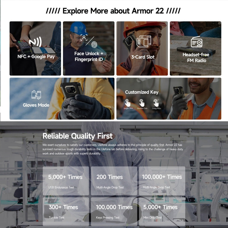 Ulefone Armor 22, IP68/IP69K Rugged Phone, 6.58 inch Android 13 MediaTek Helio G96 Octa Core, Network: 4G, NFC, OTG Ulefone Armor 22, IP68/IP69K Rugged Phone, 6.58 inch Android 13 MediaTek Helio G96 Octa Core, Network: 4G, NFC, OTG